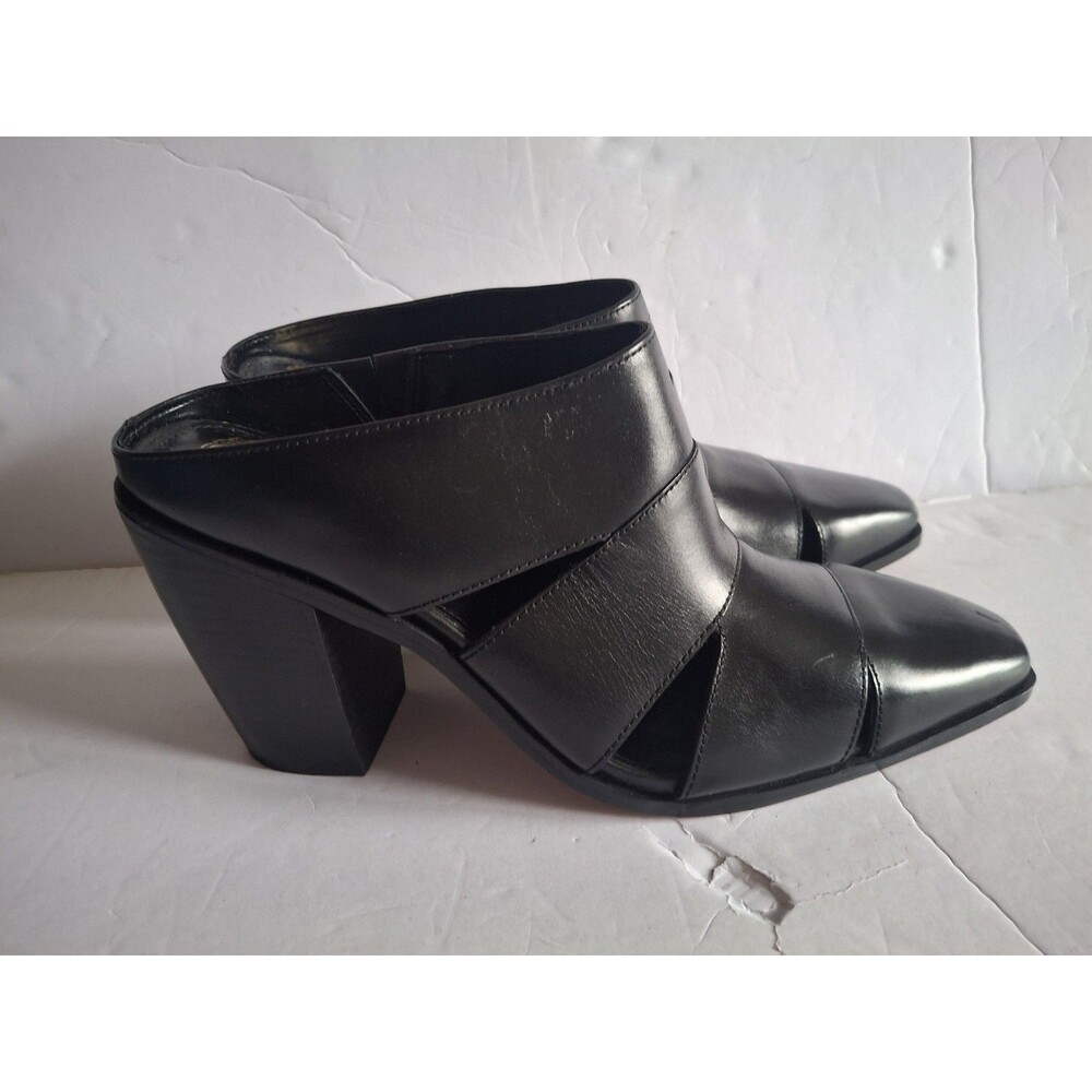 Vince Camuto Aimie Mule Slip On Shoes Glossy Leather Size 9 Black Square Toe